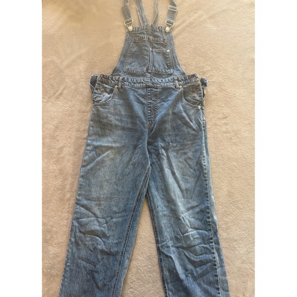 Forever 21 Blue Denim Overalls Womens Large Casual Classic Style - Picture 1 of 8